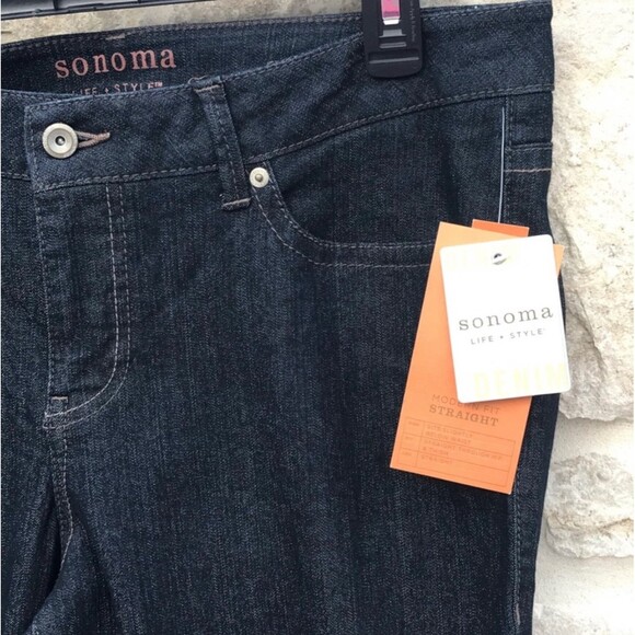 NWT-Women’s sz 14 Short Modern Fit Straight Leg Jeans in Dark Denim by Sonoma - Picture 2 of 5